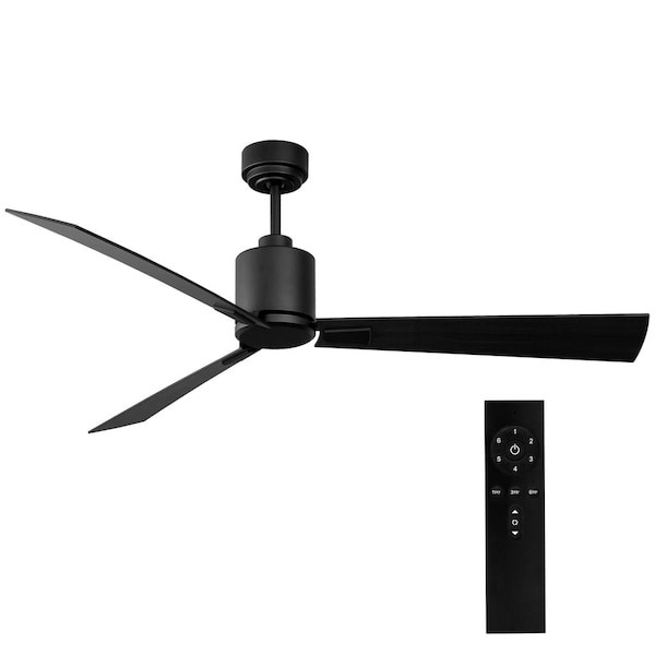 Iliving Indoor/Outdoor 56 in. Black/Wood Ceiling Fan with Remote Control 3 Blades 6 Speeds ILG8CF56B - main